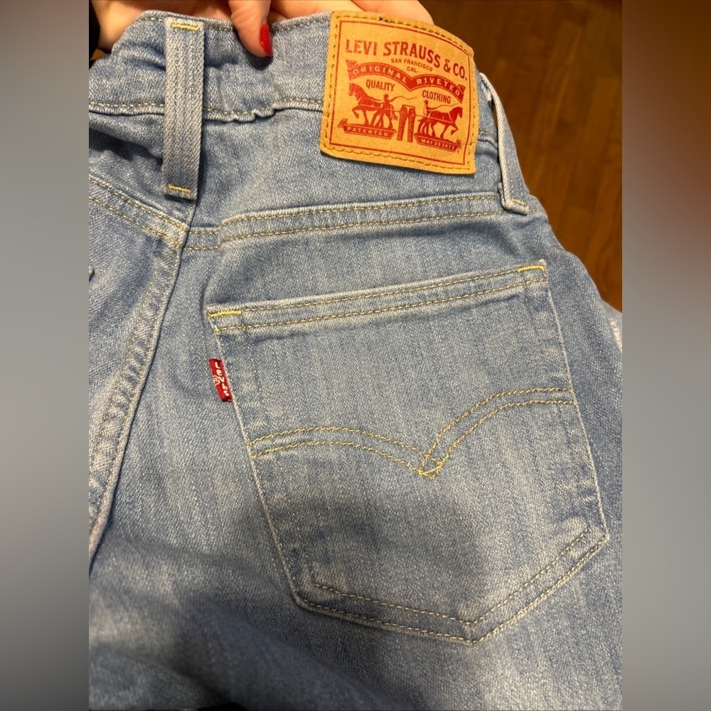 Levis 726 Flare Jeans Womens 25 (26x31) Light Wash Distressed Mid Rise Stretch - Picture 5 of 5